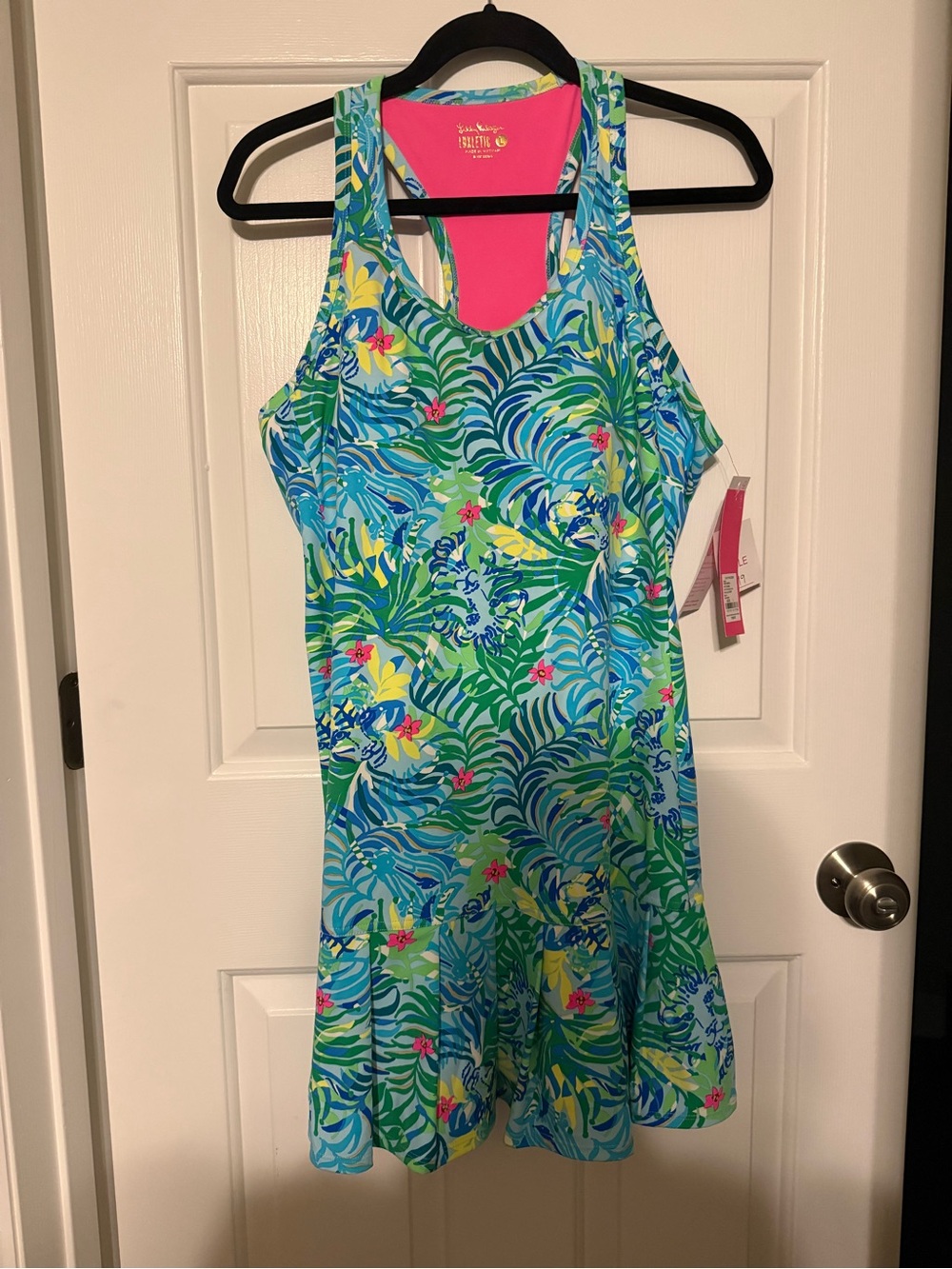 Lilly Pulitzer Luxletic Ace Active Dress & Shorts Multi Via Parigi Tiger L NWT
